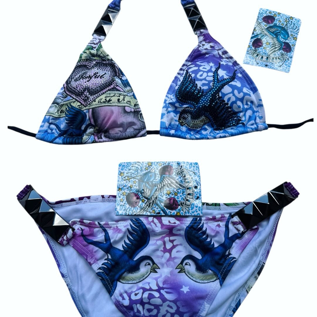 Damen Triangel-Bikini-Set mit kreativem grafischen Design Echo Archiv