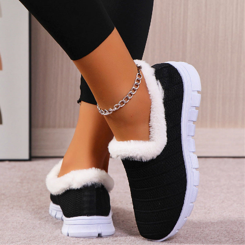 Damen Fleecegefütterte Strick-Slipper-Sneaker mit flexibler EVA-Sohle Echoarchiv