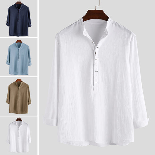 Herren Langarm-Henley-Hemd mit feinen Knopfdetails und lässigem Schnitt Echoarchiv