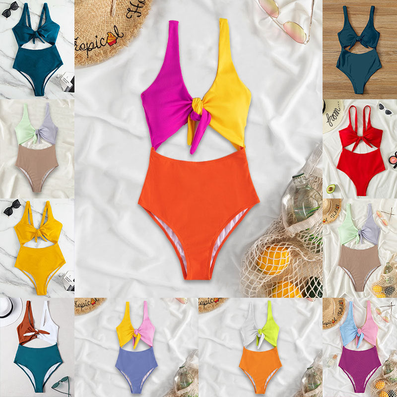 Damen Hochtaillierter Bikini mit verstellbaren Trägern und Knotendetail Echo Archiv
