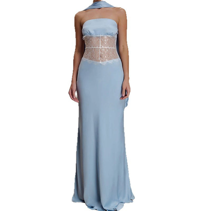 Damen Hochwertiges Abendkleid mit floralem Spitzenoberteil Echo Archiv