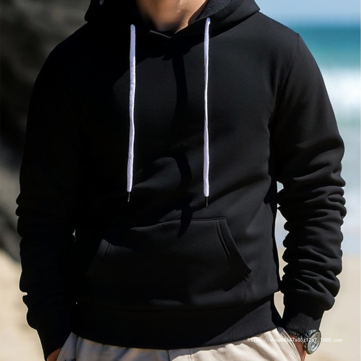 Herren Kapuzenpullover aus French‑Terry mit Kängurutasche & geripptem Saum Echo Archiv