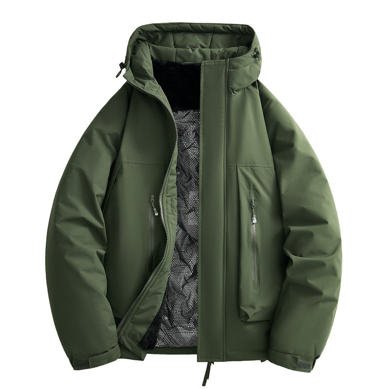 Herren wasserabweisende gepolsterte Winterjacke mit Kapuze und weichem Fleece-Futter – Marzano