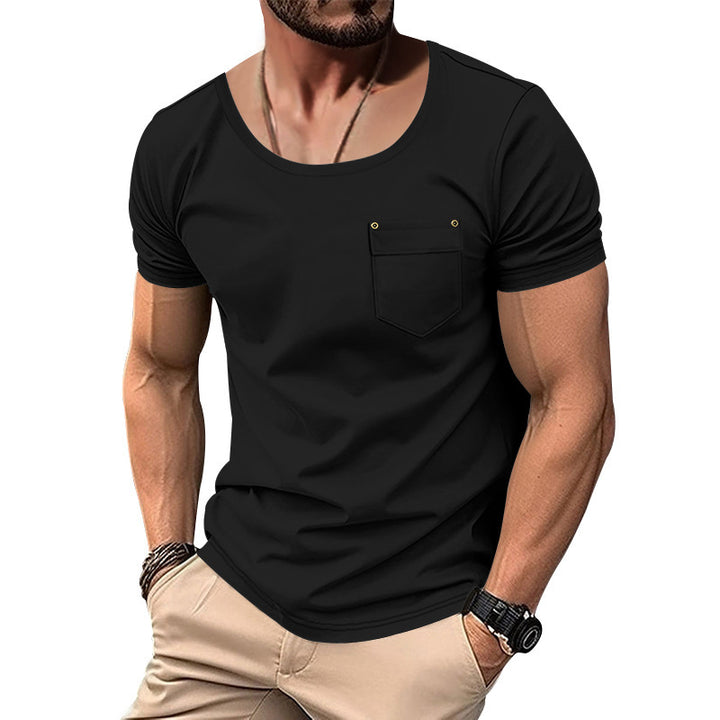 Herren T-Shirt mit praktischer Brusttasche und modernem V-Ausschnitt Echoarchiv