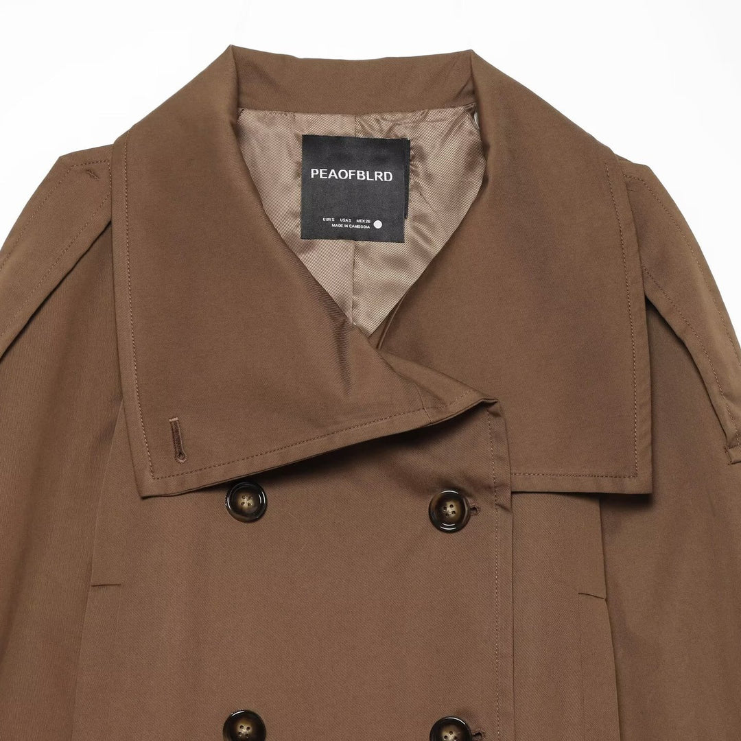 Damen Kurz-Trenchjacke im Cropped‑Schnitt mit doppelreihiger Knopfleiste und Taillengürtel Echoarchiv