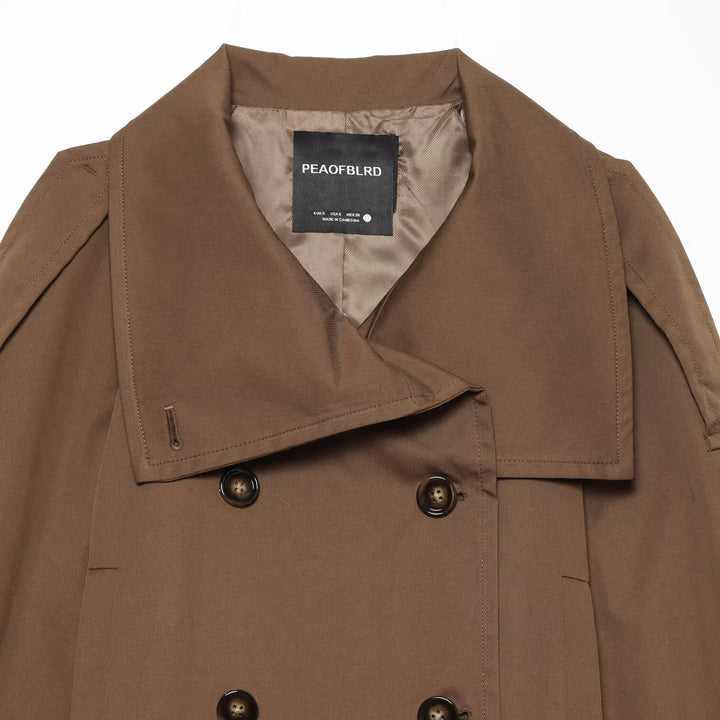 Damen Kurz-Trenchjacke im Cropped‑Schnitt mit doppelreihiger Knopfleiste und Taillengürtel Echoarchiv