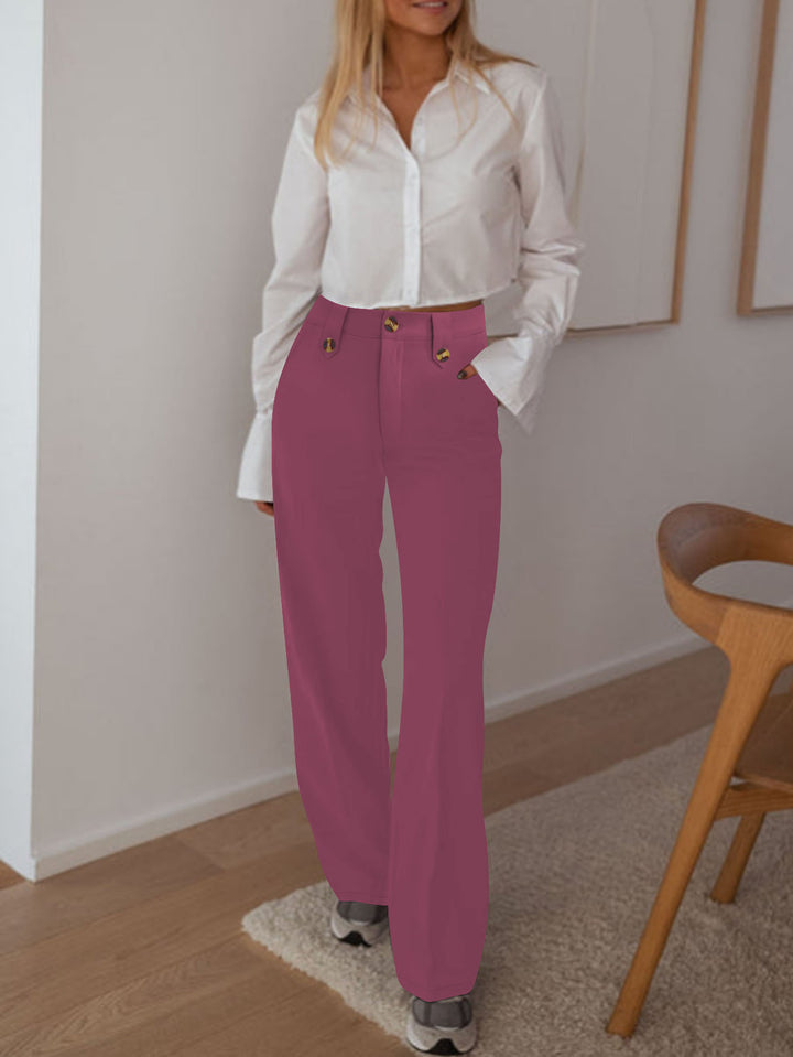 Damen Hochtaillierte Palazzo‑Hose mit Bundriegel, Bügelfalte und weitem Bein – Avélisse