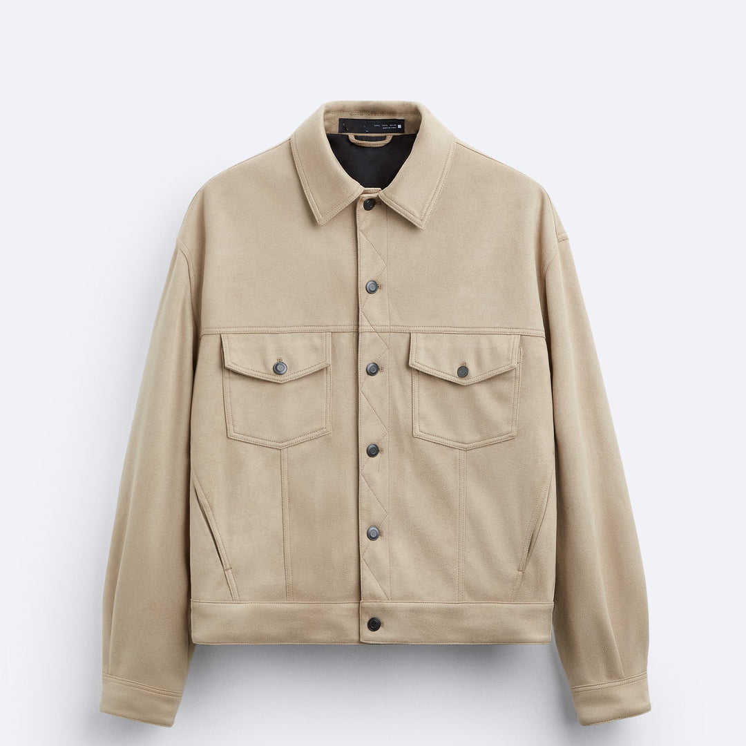 Herren lässige Wildlederjacke mit praktischen Brusttaschen und modernem Schnitt Hedi-Mode
