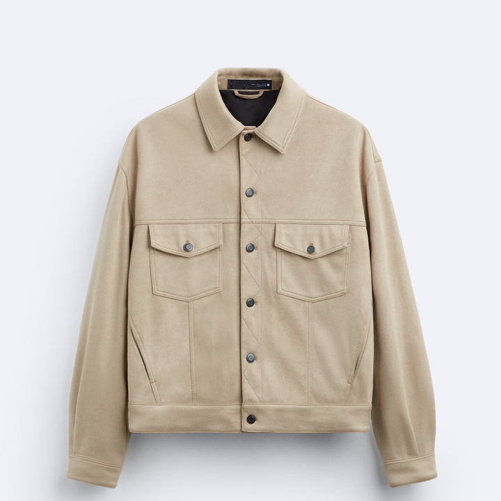 Herren lässige Wildlederjacke mit praktischen Brusttaschen und modernem Schnitt Hedi-Mode