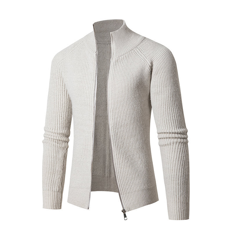 Herren modische Strickjacke mit durchgehendem Reißverschluss und hochgeschlossenem Kragen Echoarchiv