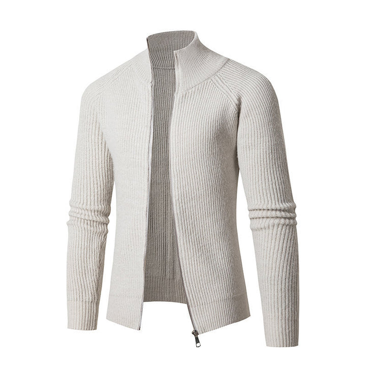 Herren modische Strickjacke mit durchgehendem Reißverschluss und hochgeschlossenem Kragen Echoarchiv