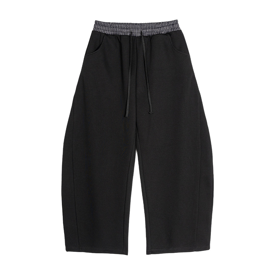 Damen Weite Cropped-Sweathose mit tiefem Schritt, Kordelzug und kontrastierendem Bund Echo Archiv