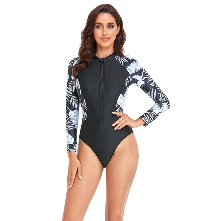 Damen Sportlicher Einteiler mit floralem Design und Reißverschluss Echo Archiv