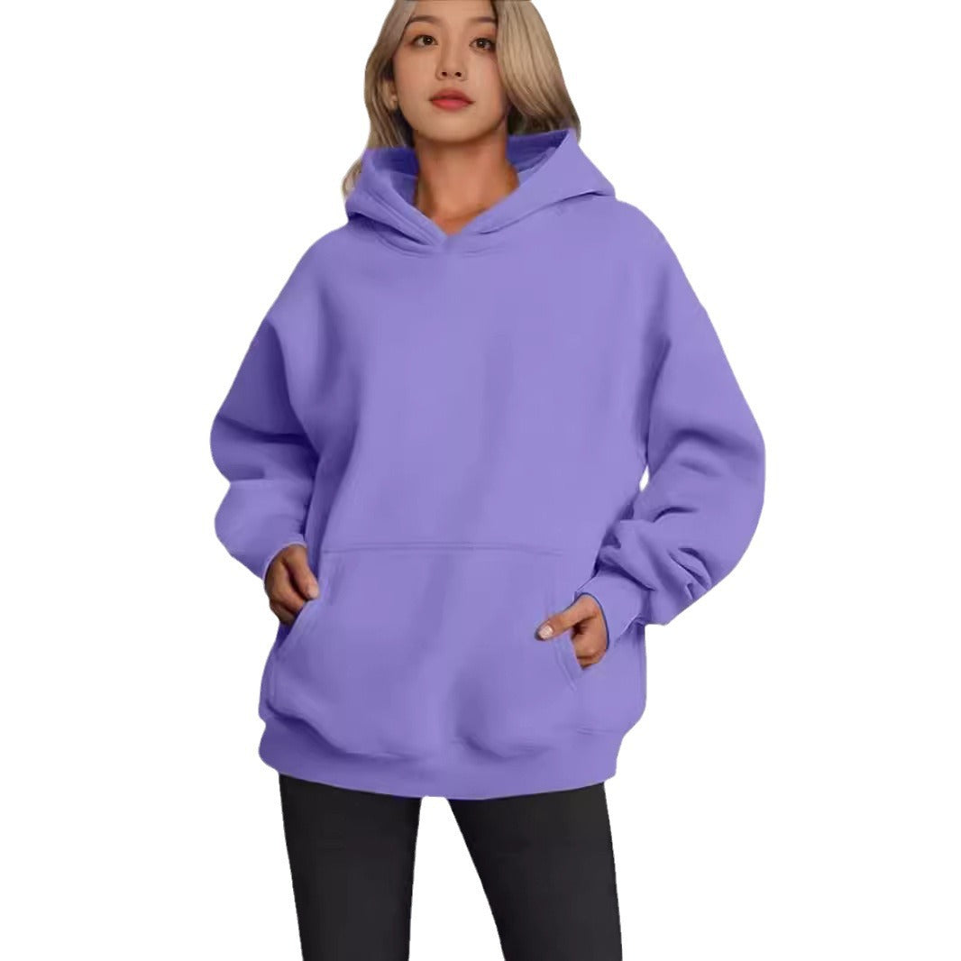 Damen nan Longline-Oversize Hoodie mit tiefer Schulter, verstärkter Kängurutasche und geripptem Saum Echo Archiv