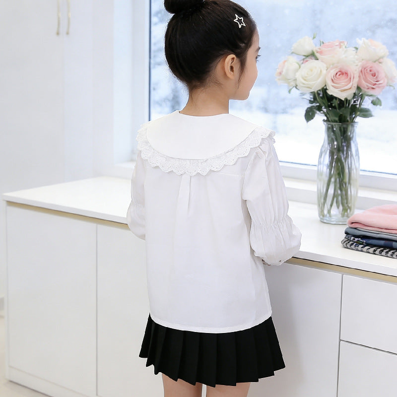 Mädchen Bluse mit eleganten Rüschen und großem Kragen Echo Archiv