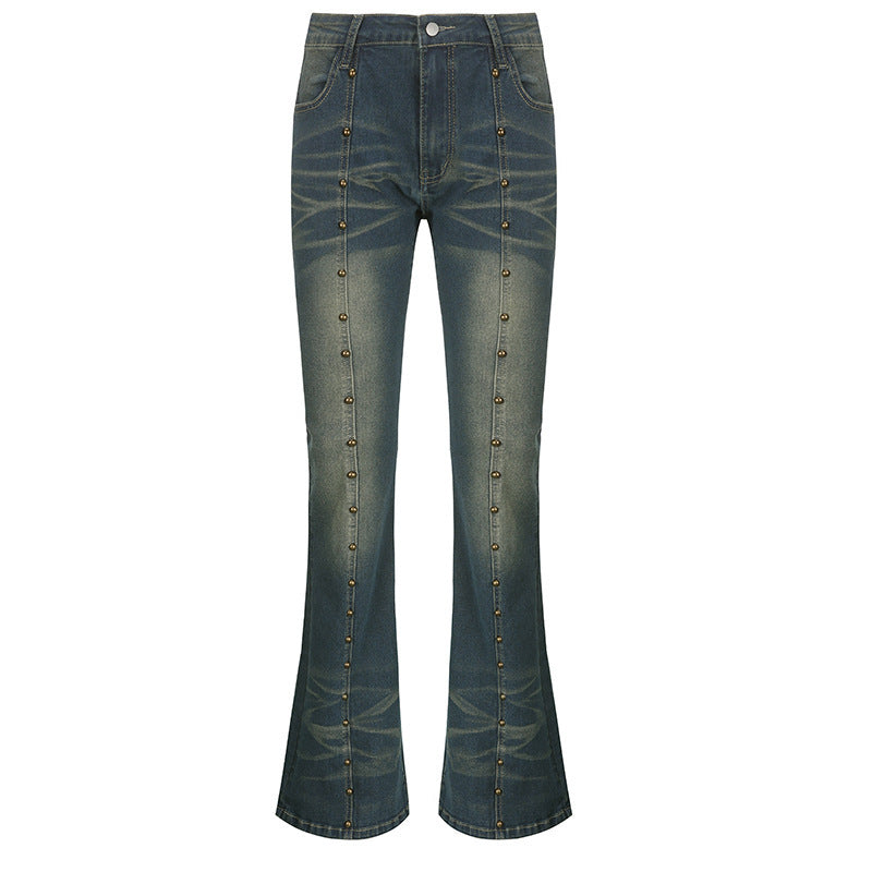 Damen Flared Jeans mit dekorativen Knopfdetails und herausragendem Denim-Finish Echo Archiv