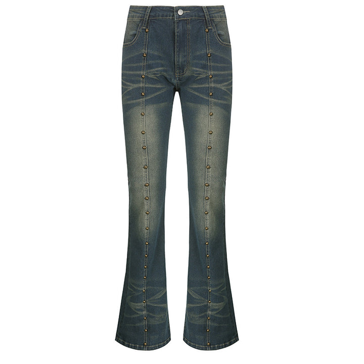Damen Flared Jeans mit dekorativen Knopfdetails und herausragendem Denim-Finish Echo Archiv