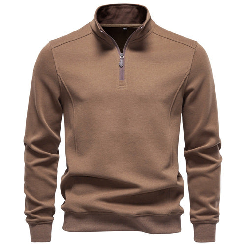 Herren Troyer-Pullover mit kurzem Reißverschluss und Stehkragen Echoarchiv