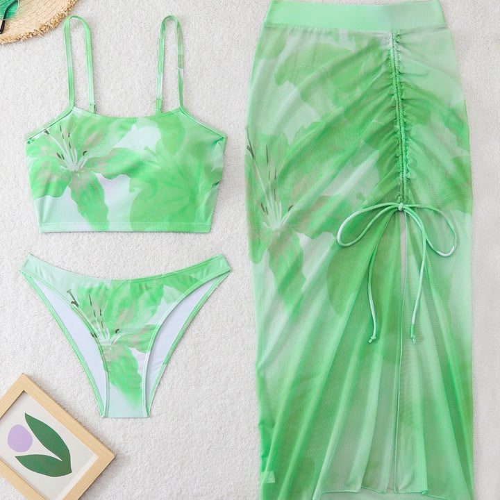 Damen Bikini-Set mit floralem Balconette-Oberteil und transparentem Wickelrock Echo Archiv