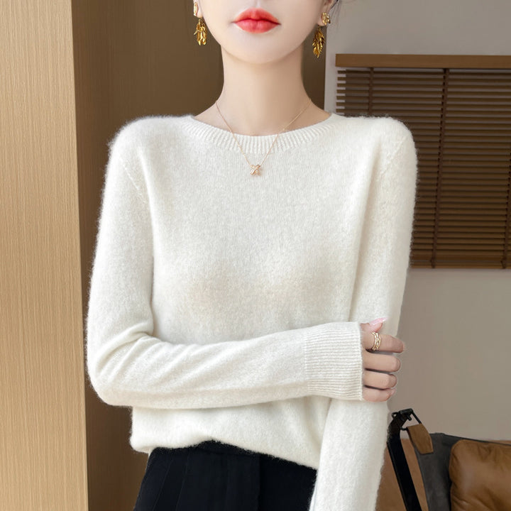 Damen Weicher Mohair‑Optik Rundhals‑Pullover mit feinem Rippsaum und leichter Oversize‑Passform Echoarchiv