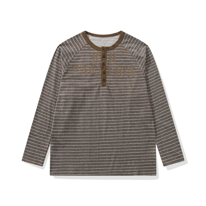 Herren Longsleeve-Henley mit Raglanärmeln und Knopfleiste Echoarchiv