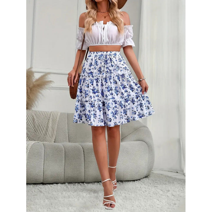 Damen Sommerlicher Wickelrock mit floralen Mustern und elastischem Taillenbund Echo Archiv