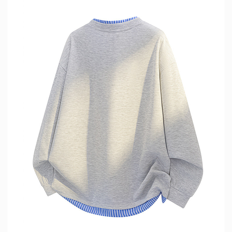 Unisex Oversize Henley-Langarmshirt mit Rippenstruktur und Einsatzlayer Echoarchiv