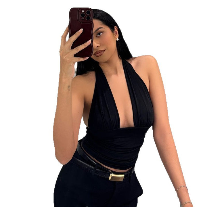 Damen Elegantes Crop-Top mit tiefem V-Ausschnitt und Wickeldetails Echo Archiv