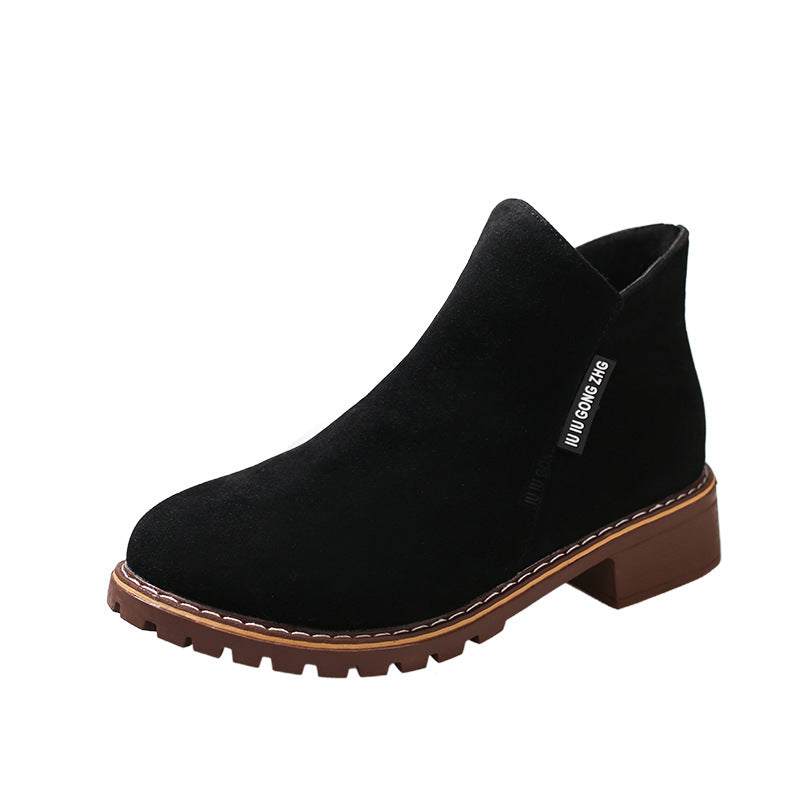Damen nan knöchelhohe Velourslederimitat-Stiefelette mit robuster Traktorsohle und Komfortabsatz Echo Archiv