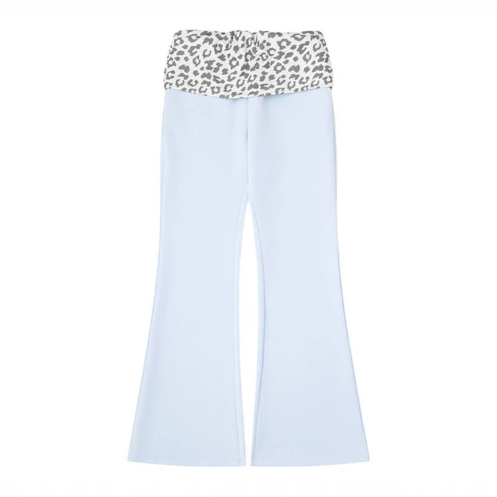Damen Weite Jersey-Loungehose mit ausgestelltem Schlag und umgeschlagenem Leo-Bund Echoarchiv