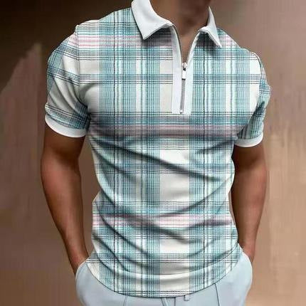 Herren Poloshirt mit modernem Stehkragen und Reißverschluss Echoarchiv