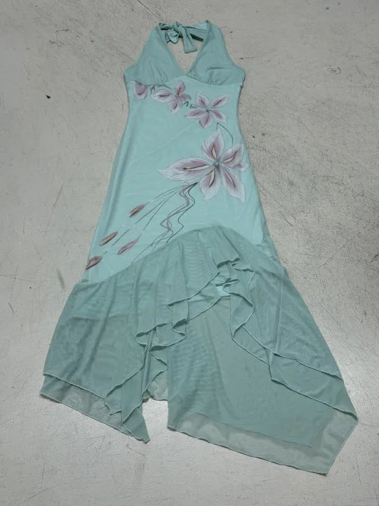 Damen Elegantes Maxikleid mit floralem Design und asymmetrischem Saum Echo Archiv