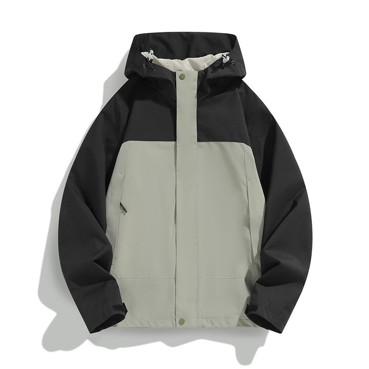 Herren Zweifarbige Softshell-Fieldjacke mit Kapuze, winddichtem Obermaterial und minimalistischen Eingriffstaschen Echo Archiv