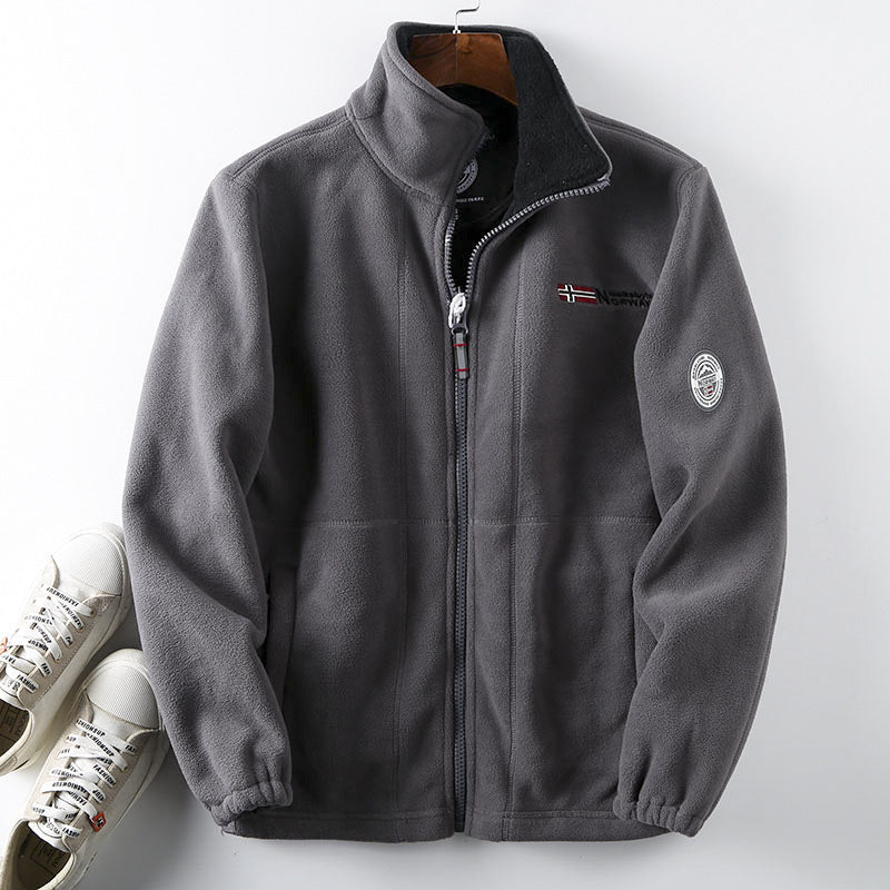 Herren nan Fleecejacke mit hohem Stehkragen, durchgehendem Reißverschluss und elastischen Bündchen Echo Archiv