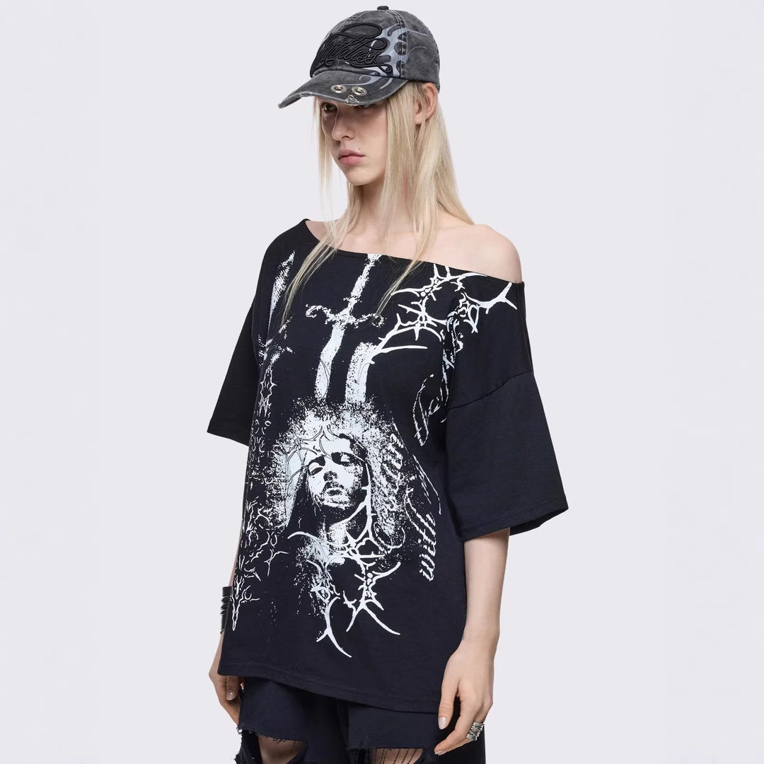 Damen Oversized T-Shirt mit kreativem Grafikdesign Echo Archiv