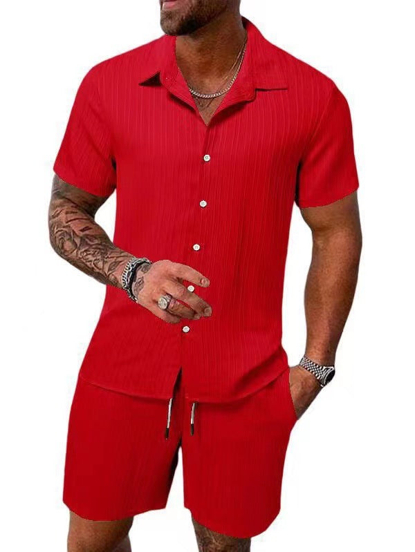 Herren atmungsaktives Sport-Set mit Kurzarm-Hemd und Shorts – Marzano