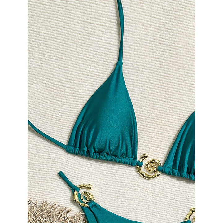 Damen Triangel-Bikini mit eleganten Goldakzenten und verstellbaren Trägern Echo Archiv