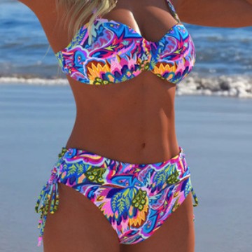 Damen Balconette Bikini mit floralem Design und verstellbaren Trägern Echo Archiv