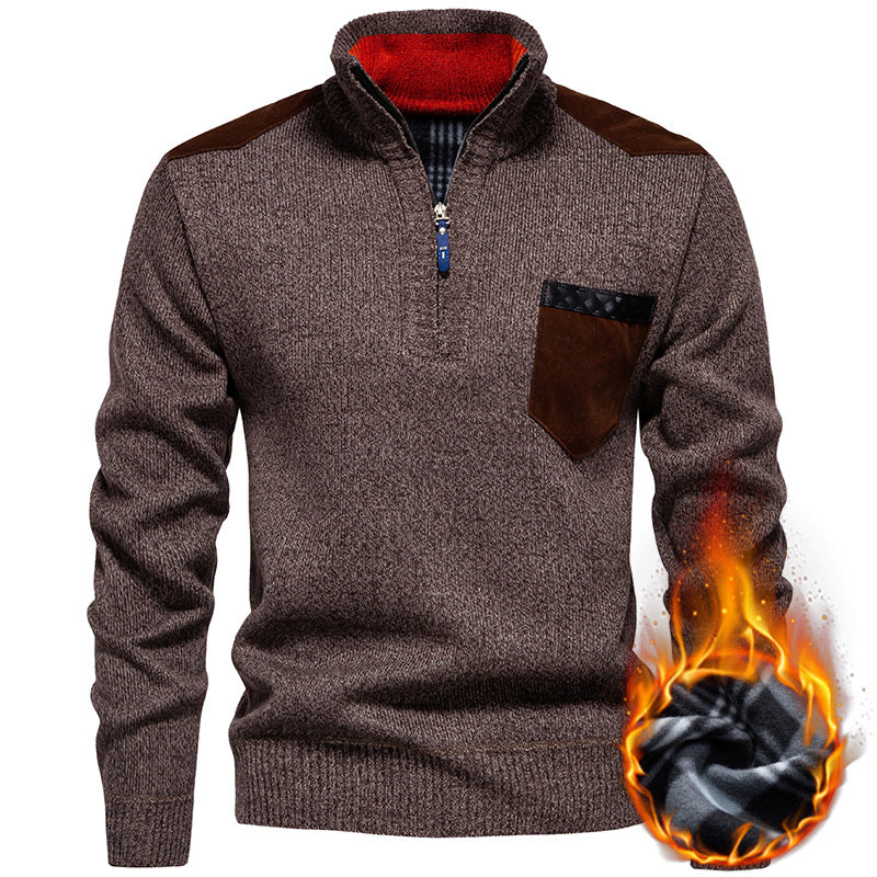Herren hochwertiger Pullover mit Stehkragen und Reißverschluss Echoarchiv