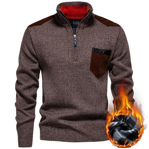 Herren hochwertiger Pullover mit Stehkragen und Reißverschluss Echoarchiv