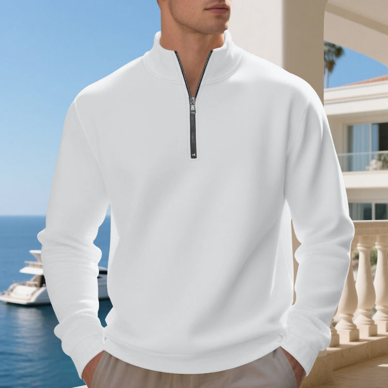 Herren sportlicher Pullover mit halbem Reißverschluss und atmungsaktiver Struktur Echoarchiv