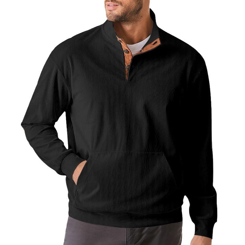 Herren hochfunktioneller Sweatpullover mit Stehkragen und praktischer Kängurutasche Echoarchiv