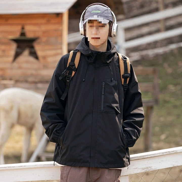 Damen technische Oversize-Outdoorjacke mit Kapuze, wasserabweisender Hülle & Kordelzug Echoarchiv