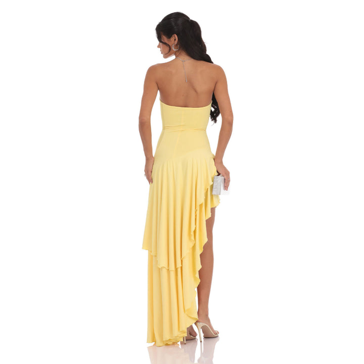 Damen Asymmetrisches Maxikleid mit fließendem Volant Echo Archiv
