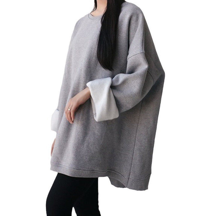 Damen Oversize-Fleece-Sweatshirt mit verlängertem Rückenteil und überschnittenen Schultern – Mavelle