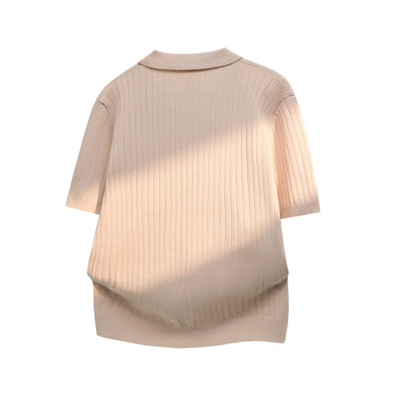 Damen Elegantes Kurzarm-Strickpoloshirt Echo Archiv