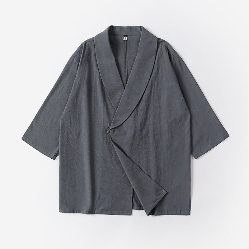 Unisex Oversize-Kimono-Jacke mit Schalkragen und Wickelverschluss Echoarchiv