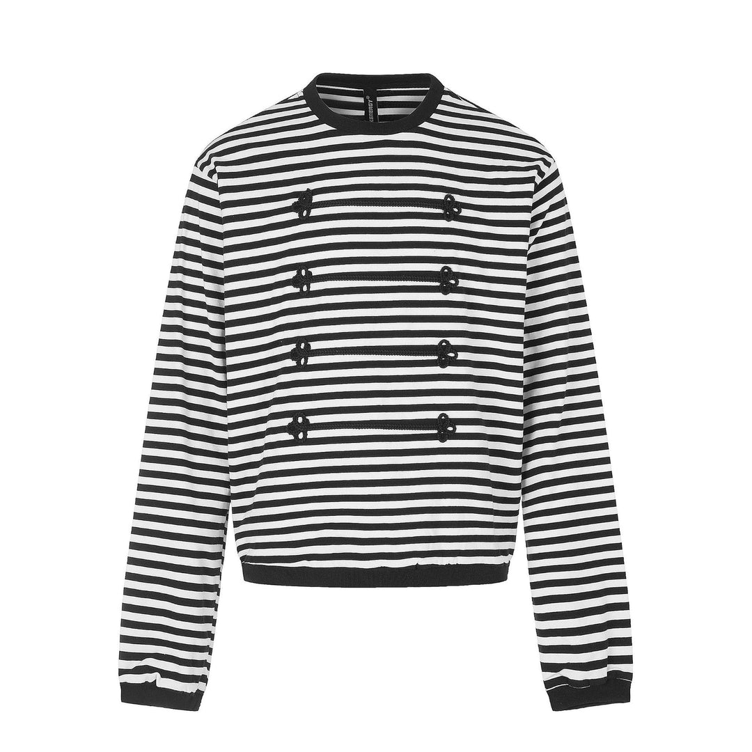 Damen maritimes Streifen-Sweatshirt mit Zierkordeln Echoarchiv