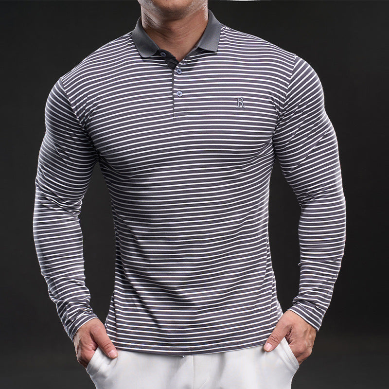 Herren Langarm Poloshirt mit feinen Streifen Echoarchiv