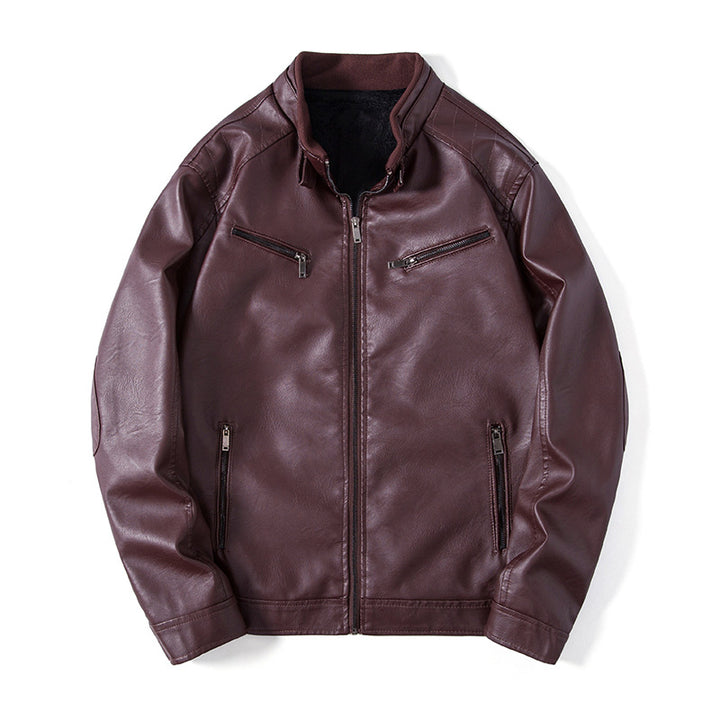 Herren Elegante Kunstleder‑Blousonjacke mit Stehkragen, Reißverschlusstaschen und wärmendem Innenfutter Echo Archiv